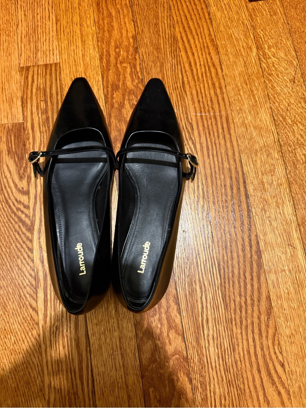 Larroude Black Irene Flat In Black Leather